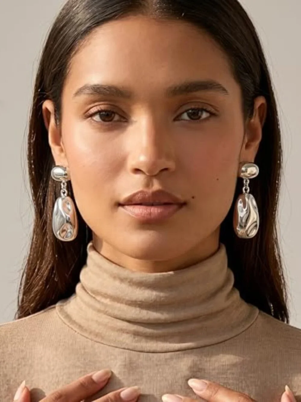 Chunky Earrings for Women Gold and Silver Two Tone Statement Unique Trendy